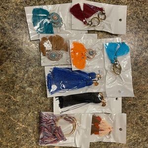 Lot of costume earrings with tassels - new
